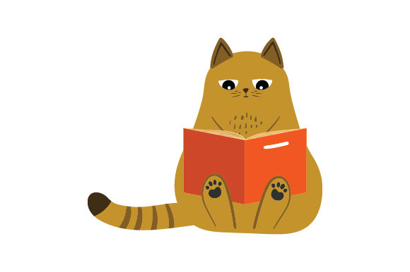 Cat Reading a Book Crafts: A Playful Graphic Design Asset for School Amp Branding