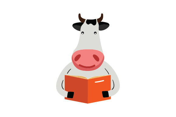 Cow Reading a Book SVG Design for Crafts and School Amp Projects