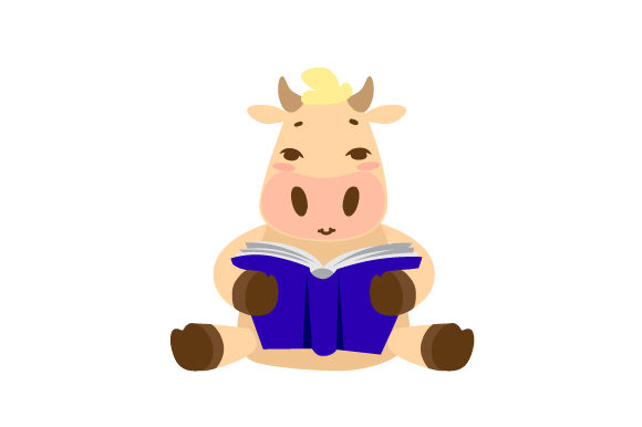Cow Reading Book: A Versatile Design Asset for Crafts and School Amp Projects