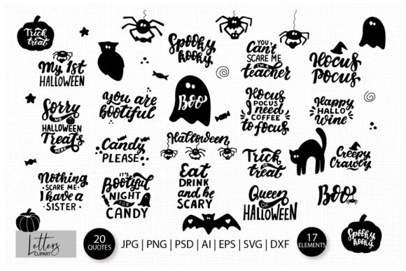 Halloween Quotes Clipart Bundle: A Spooky Design Asset for Creative Projects