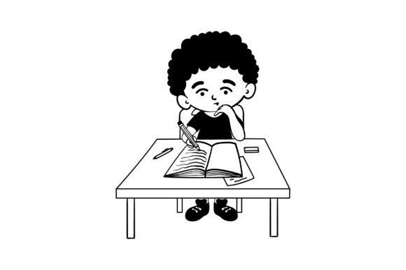 Student in Desk: A Versatile Design Asset for School Amp Crafts