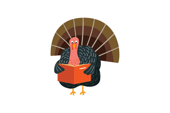 Turkey Reading a Book: A Versatile Graphic Design Asset for Crafts and School Amp Projects